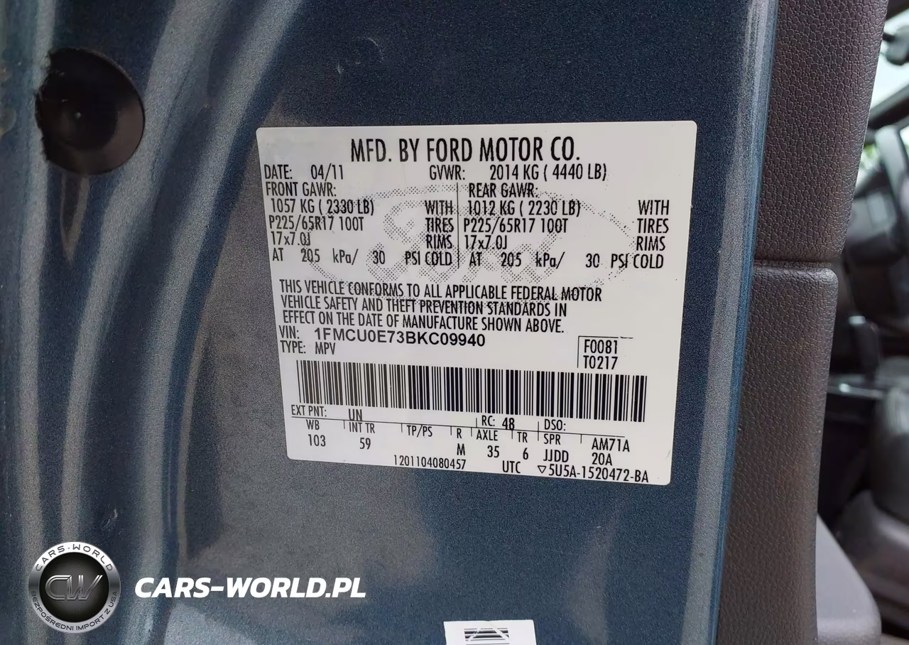 2011 Ford Escape Limited VIN:1FMCU0E73BKC09940 - 9