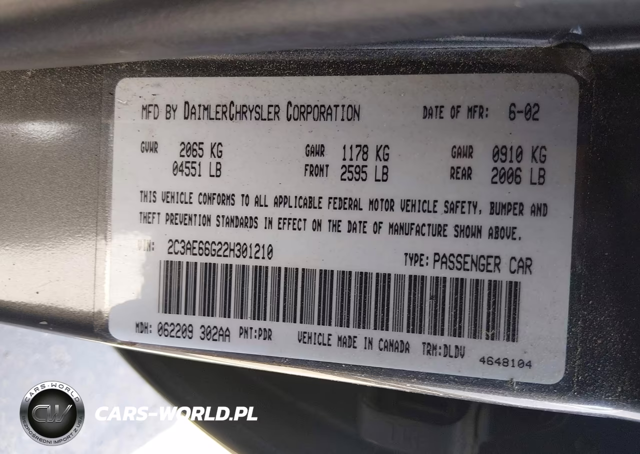 2002 Chrysler 300M VIN:2C3AE66G22H301210 - 9