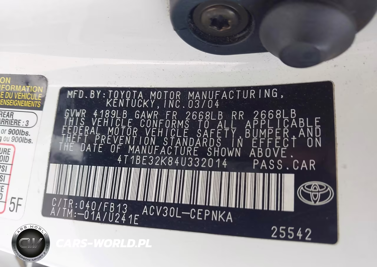 2004 Toyota Camry Le VIN:4T1BE32K84U332014 - 9