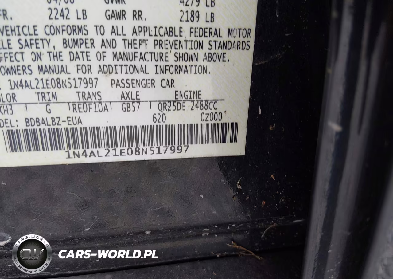 2008 Nissan Altima 2.5 S VIN:1N4AL21E08N517997 - 9