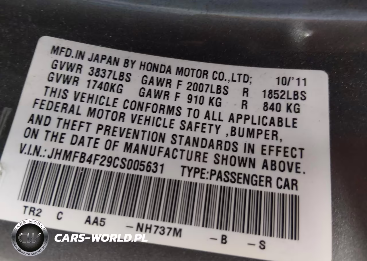 2012 Honda Civic Hybrid VIN:JHMFB4F29CS005631 - 9