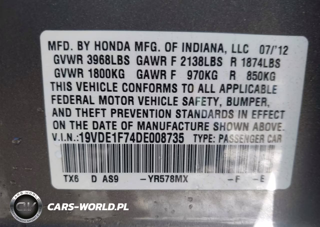 2013 Acura Ilx 2.0L VIN:19VDE1F74DE008735 - 9