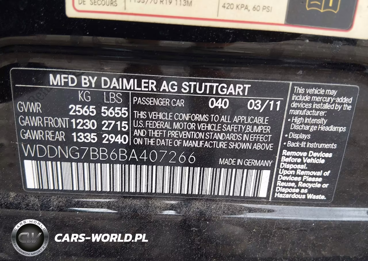 2011 Mercedes-Benz S 550 VIN:WDDNG7BB6BA407266 - 9