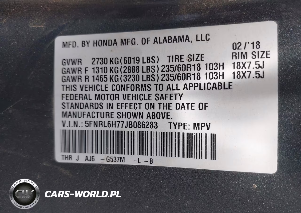 2018 Honda Odyssey Ex-L VIN:5FNRL6H77JB086283 - 9