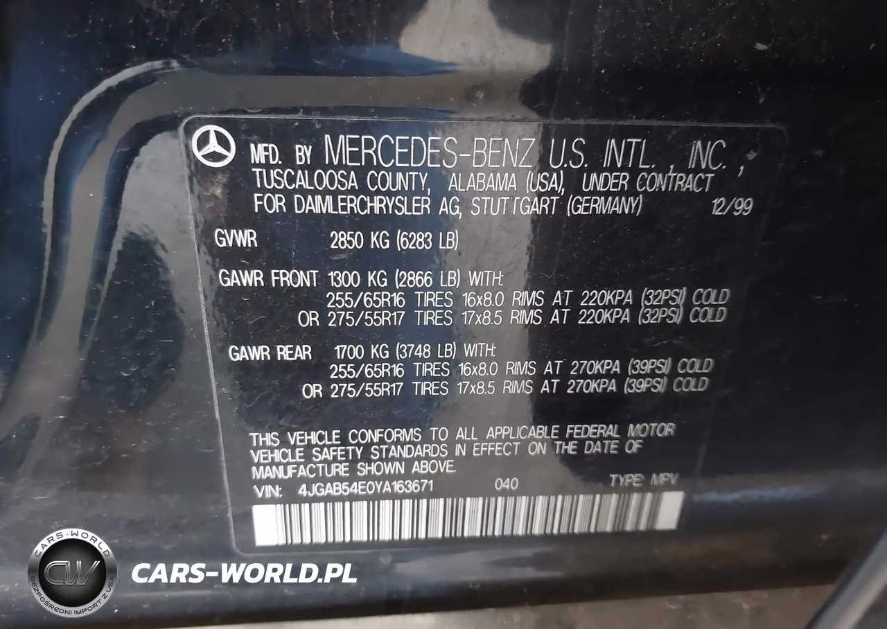 2000 Mercedes-Benz Ml 320 VIN:4JGAB54E0YA163671 - 9