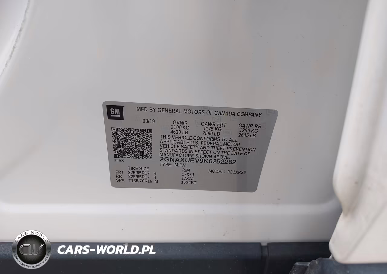 2019 Chevrolet Equinox Lt VIN:2GNAXUEV9K6252262 - 9
