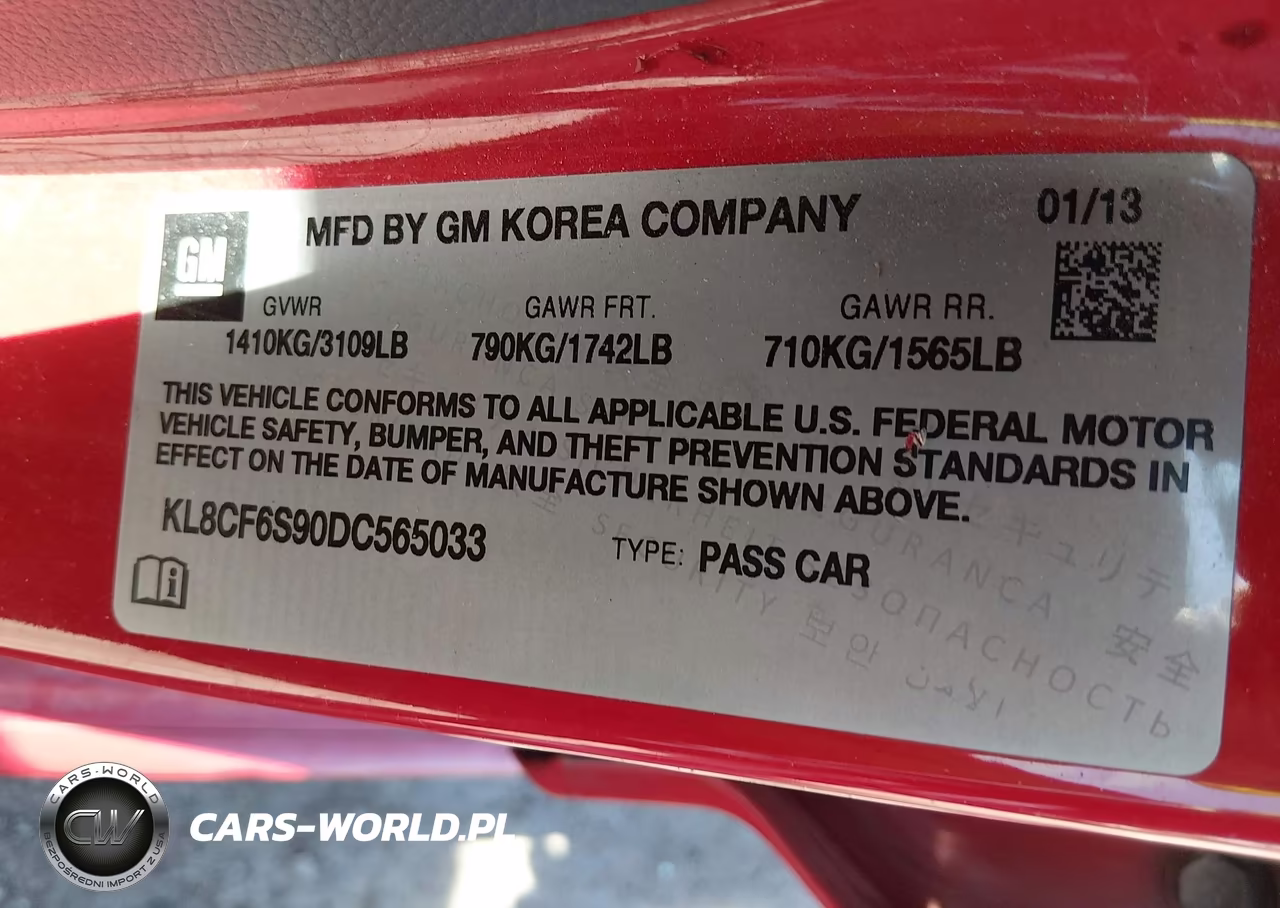 2013 Chevrolet Spark 2Lt Auto VIN:KL8CF6S90DC565033 - 9