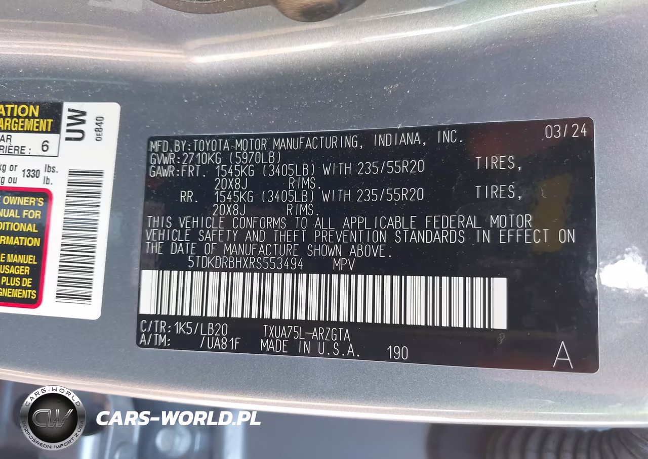 2024 Toyota Highlander Limited VIN:5TDKDRBHXRS553494 - 9