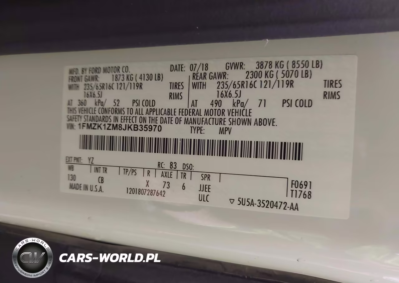 2018 Ford Transit-150 Xl VIN:1FMZK1ZM8JKB35970 - 9