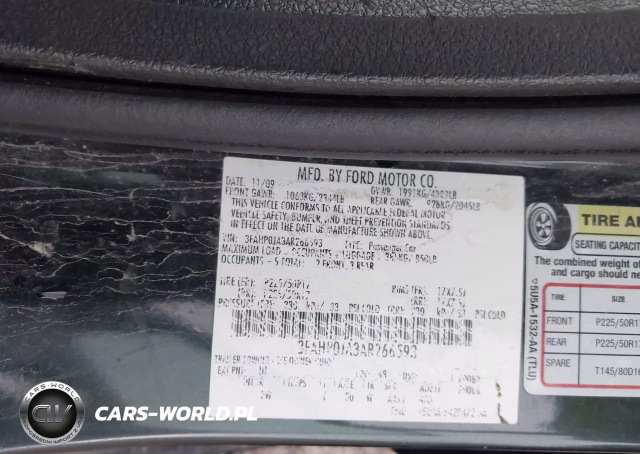 2010 Ford Fusion Sel VIN:3FAHP0JA3AR266593 - 9