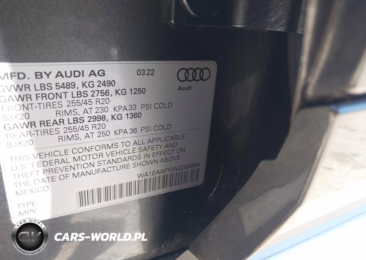 2022 Audi Q5 Premium Plus 45 Tfsi S Line Quattro S Tronic VIN:WA1EAAFY0N2088964 - 9