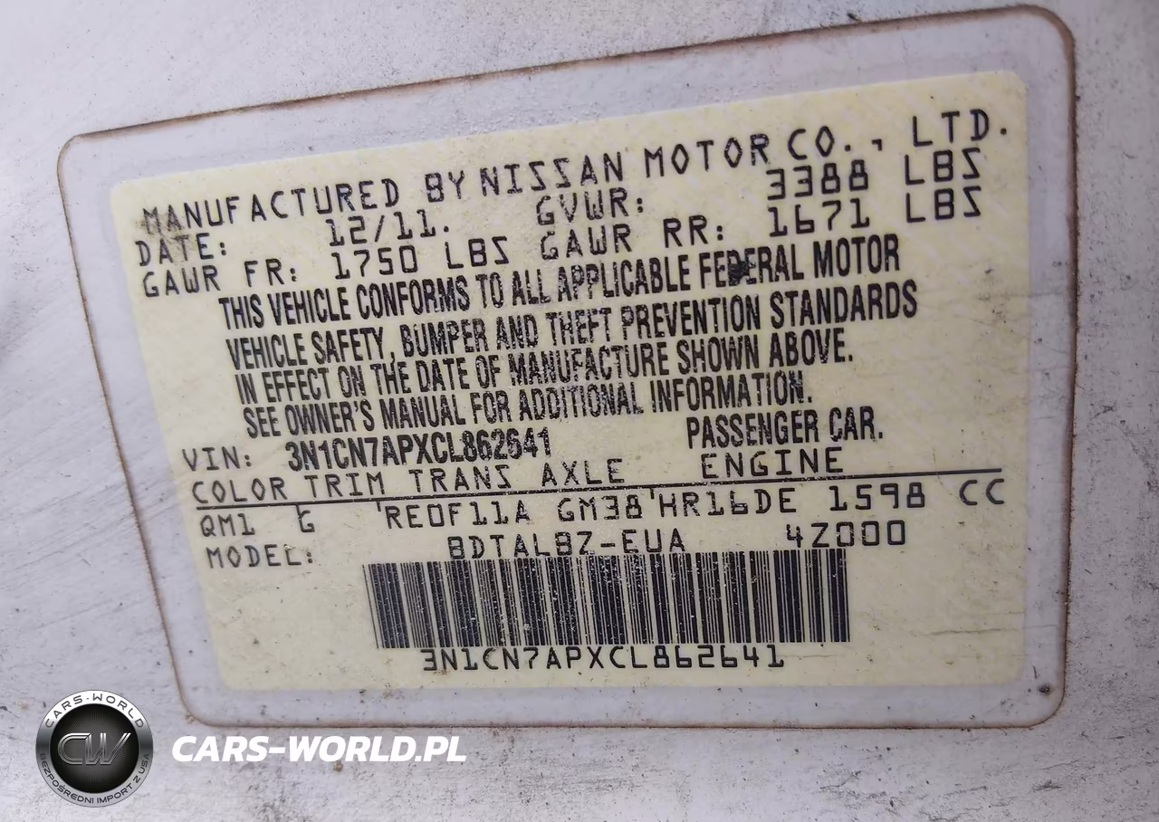 2012 Nissan Versa 1.6 Sv VIN:3N1CN7APXCL862641 - 9