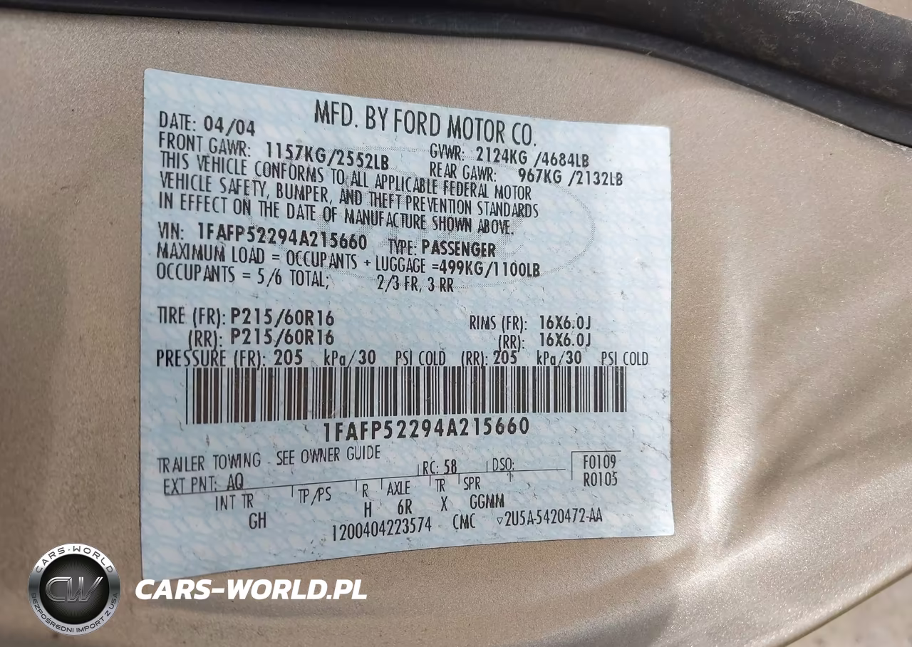 2004 Ford Taurus Lx VIN:1FAFP52294A215660 - 9