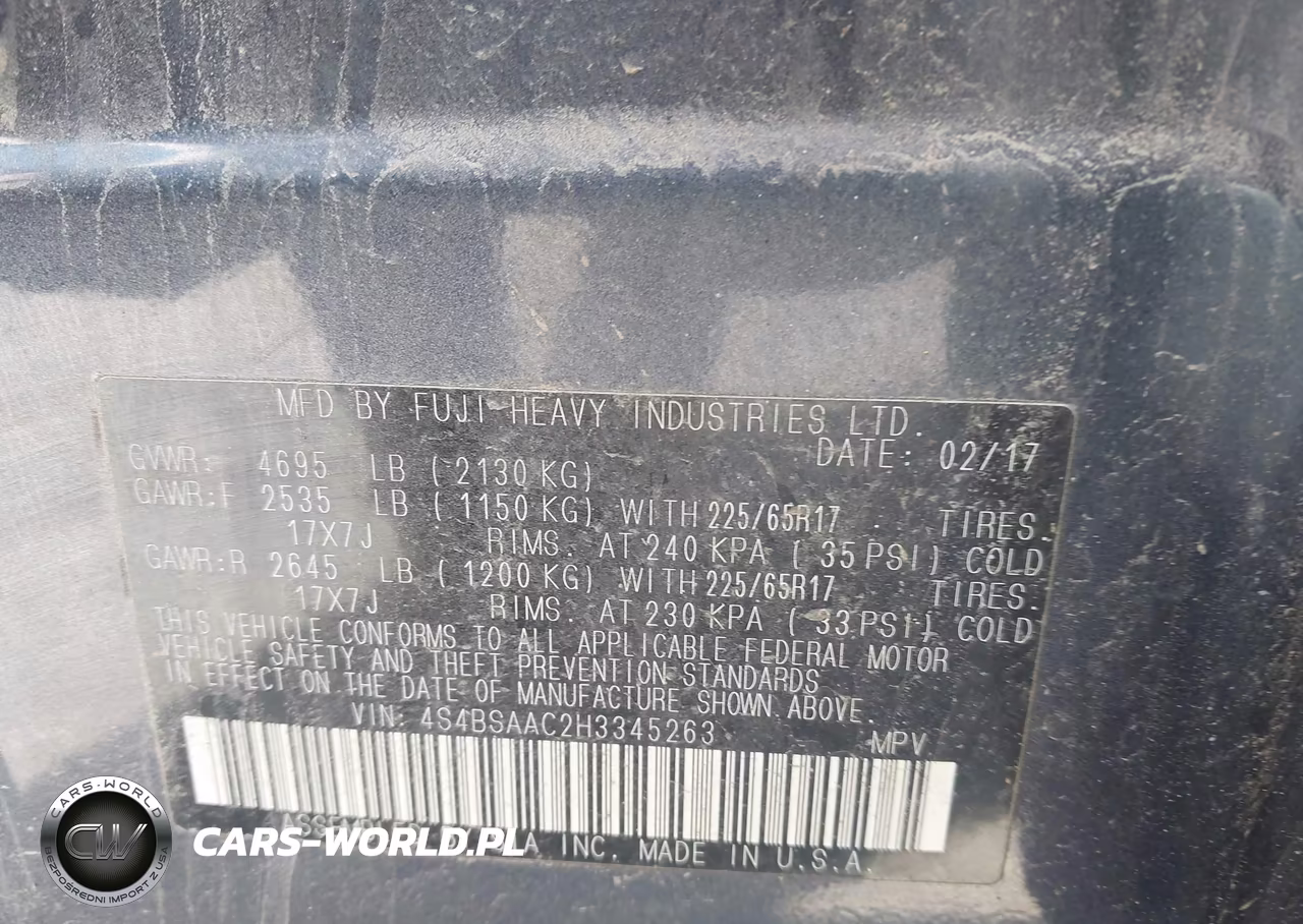2017 Subaru Outback 2.5I VIN:4S4BSAAC2H3345263 - 9