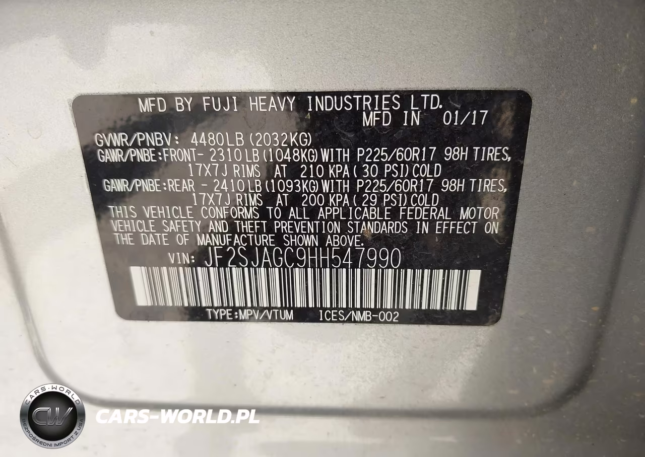 2017 Subaru Forester 2.5I Premium VIN:JF2SJAGC9HH547990 - 9