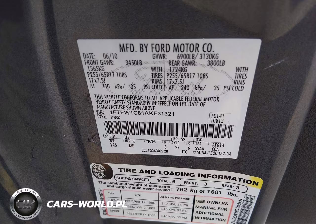 2010 Ford F-150 Fx2 Sport-Xl-Xlt VIN:1FTEW1C81AKE31321 - 9