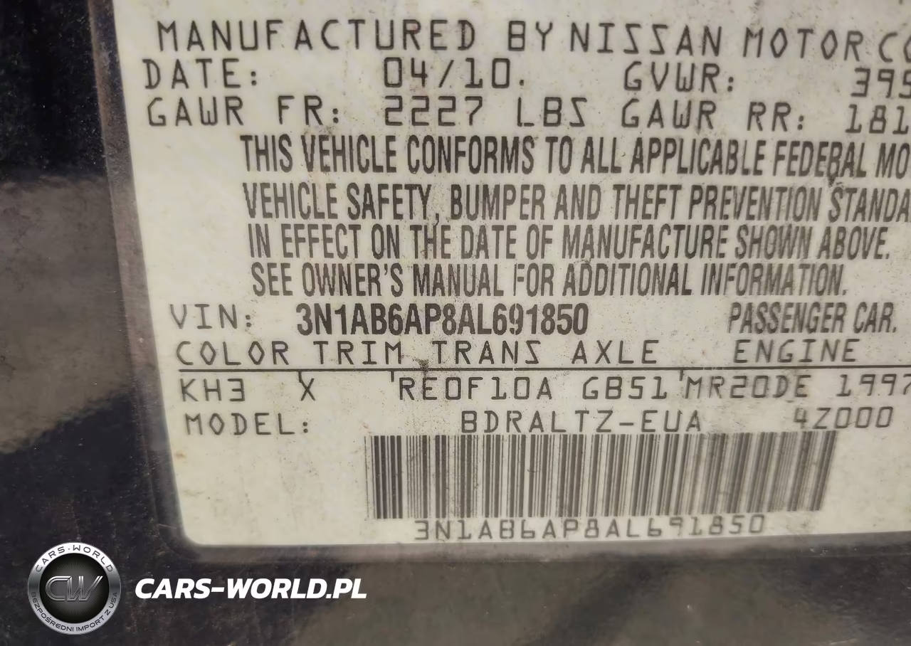 2010 Nissan Sentra 2.0S VIN:3N1AB6AP8AL691850 - 9
