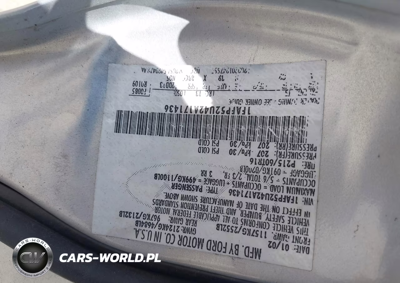 2002 Ford Taurus Lx VIN:1FAFP52U42A171436 - 9