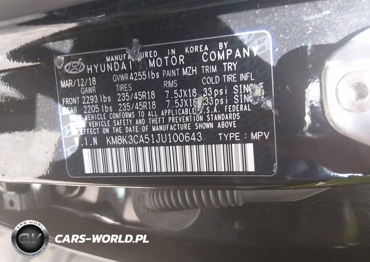 2018 Hyundai Kona Limited VIN:KM8K3CA51JU100643 - 9