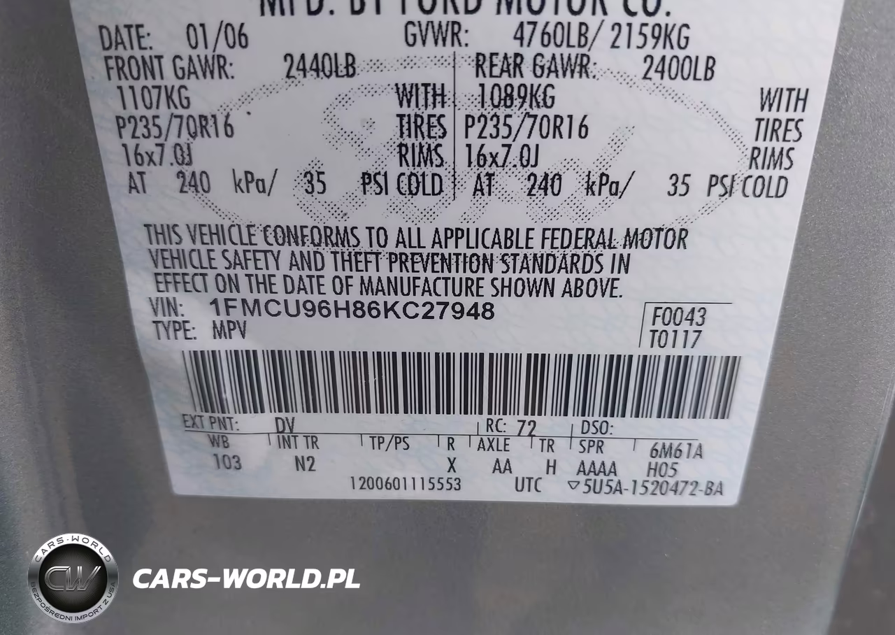 2006 Ford Escape Hybrid VIN:1FMCU96H86KC27948 - 9