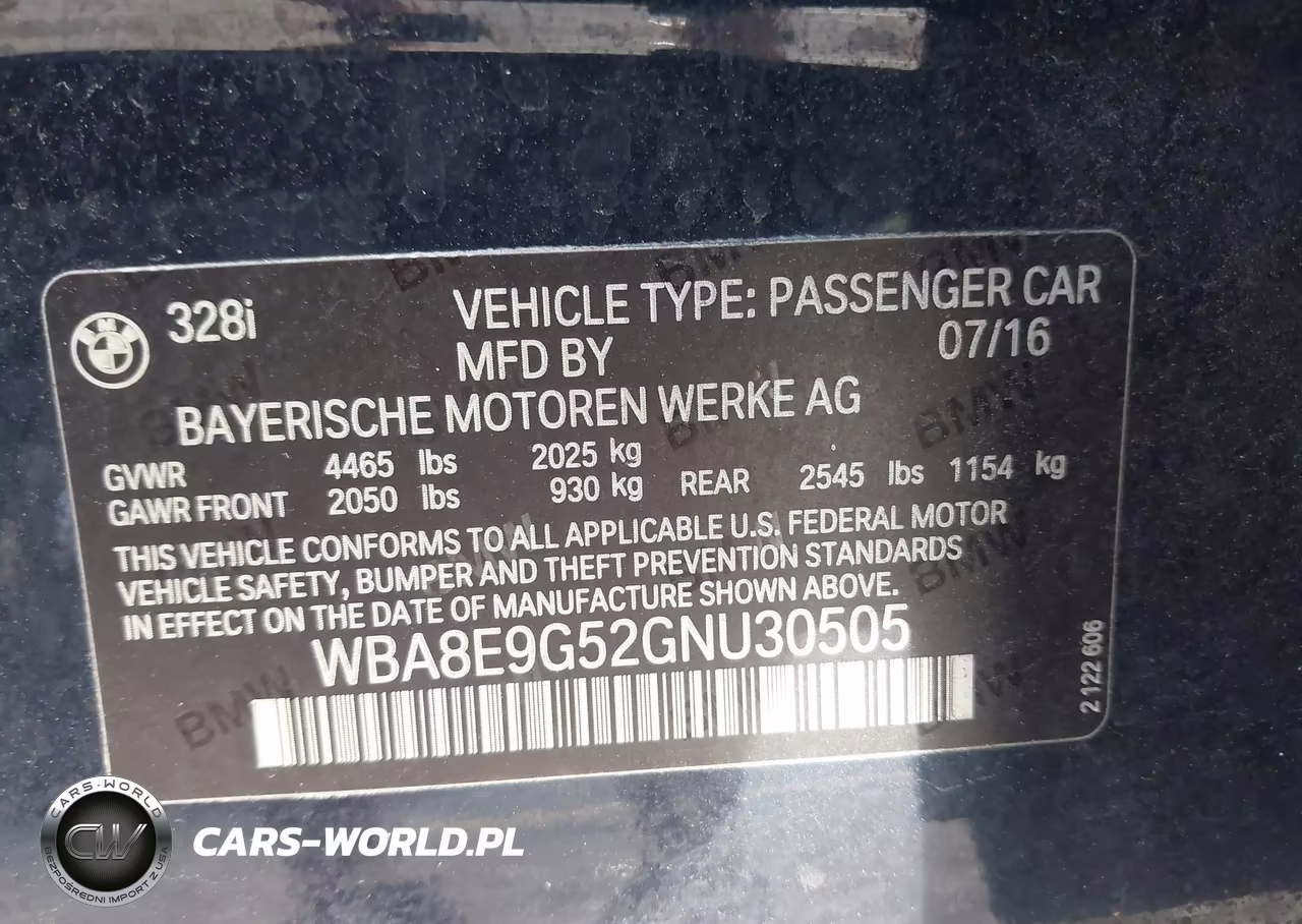 2016 BMW 328I VIN:WBA8E9G52GNU30505 - 9