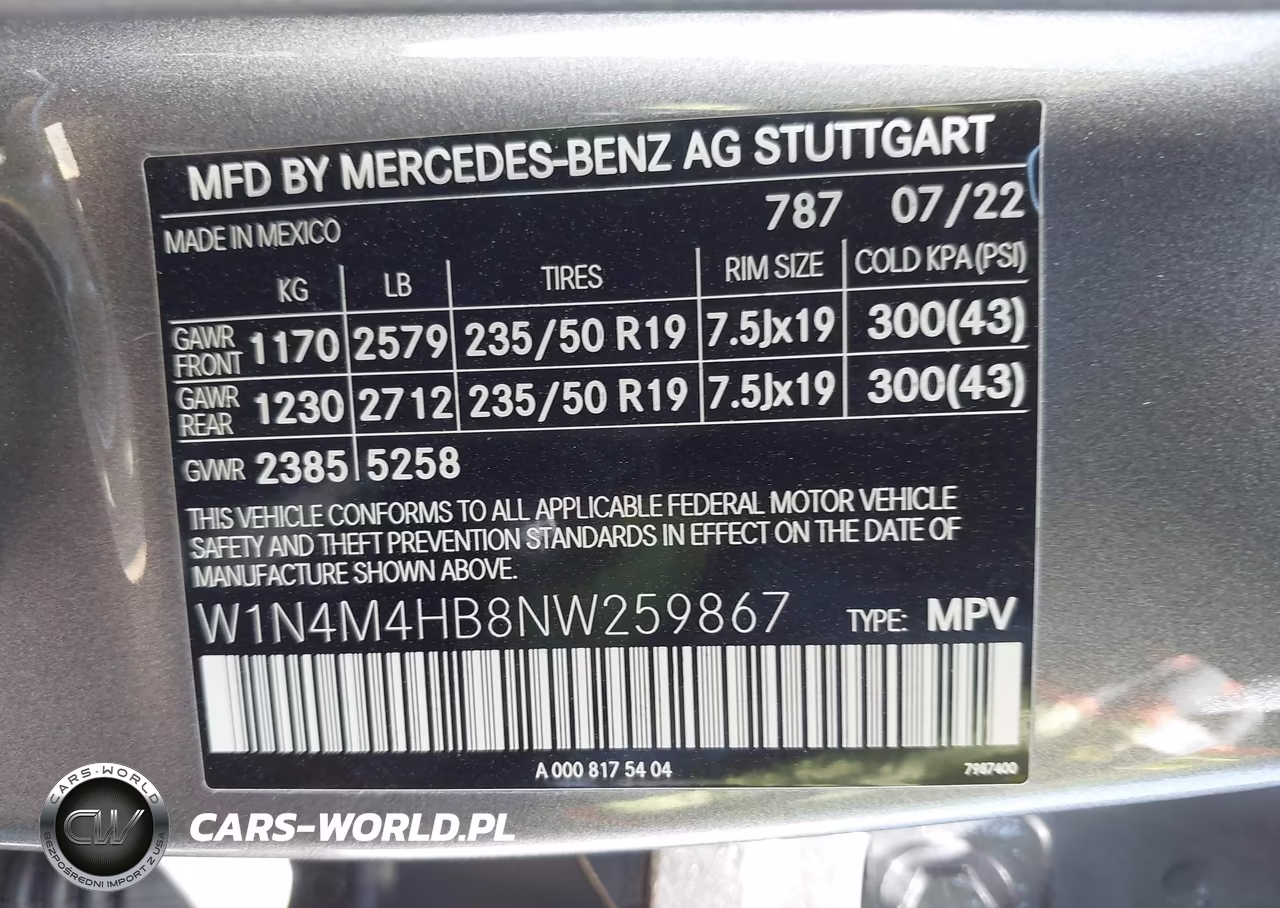 2022 Mercedes-Benz Glb 250 4Matic VIN:W1N4M4HB8NW259867 - 9