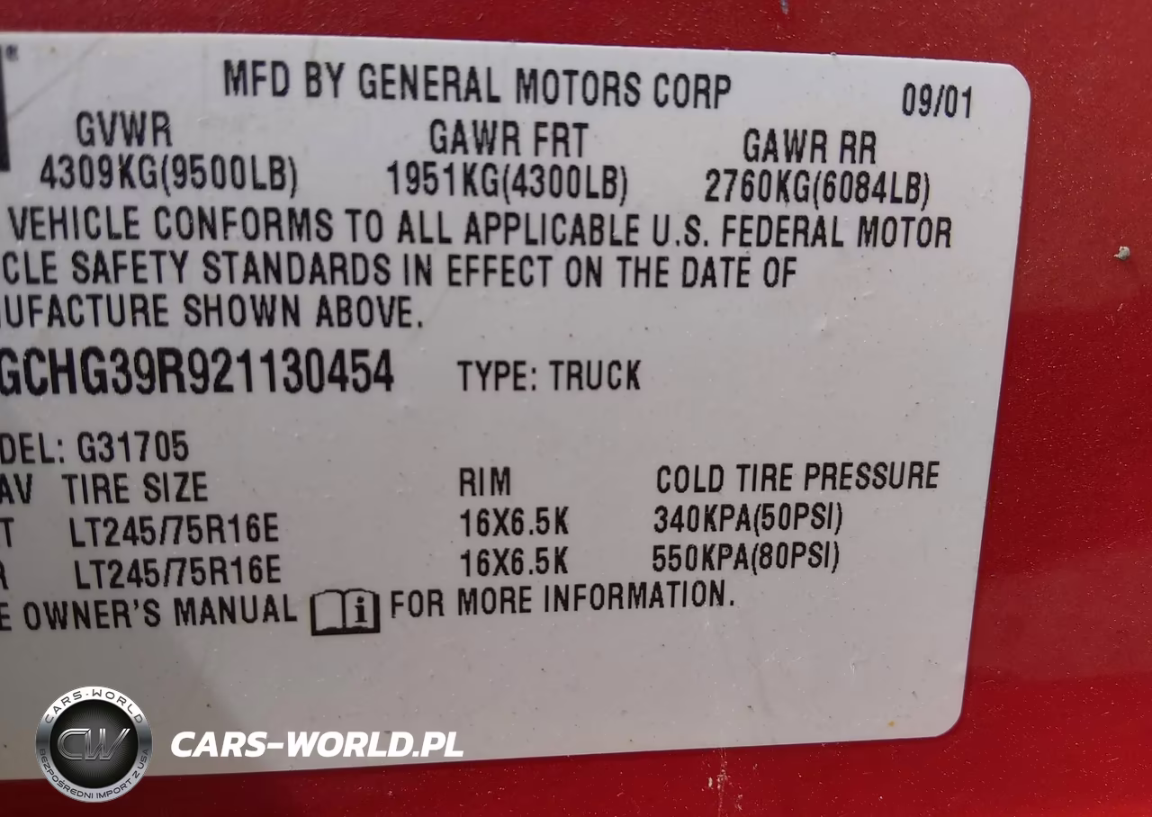 2002 Chevrolet Express VIN:1GCHG39R921130454 - 9