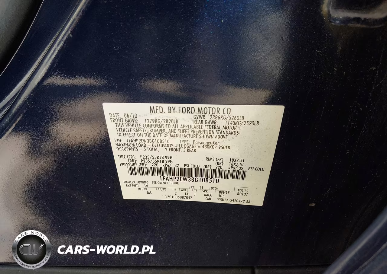 2011 Ford Taurus Sel VIN:1FAHP2EW3BG108510 - 9
