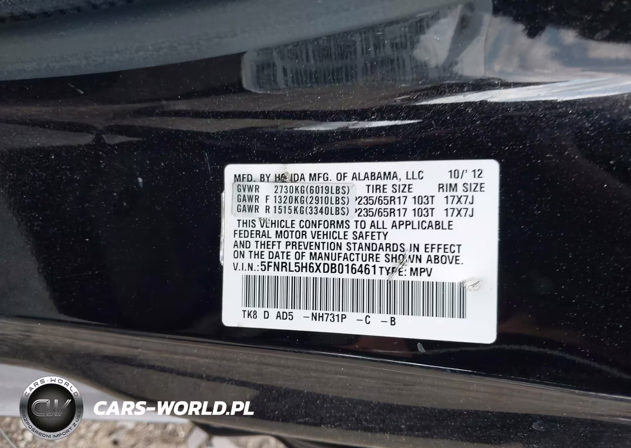 2013 Honda Odyssey Ex-L VIN:5FNRL5H6XDB016461 - 9