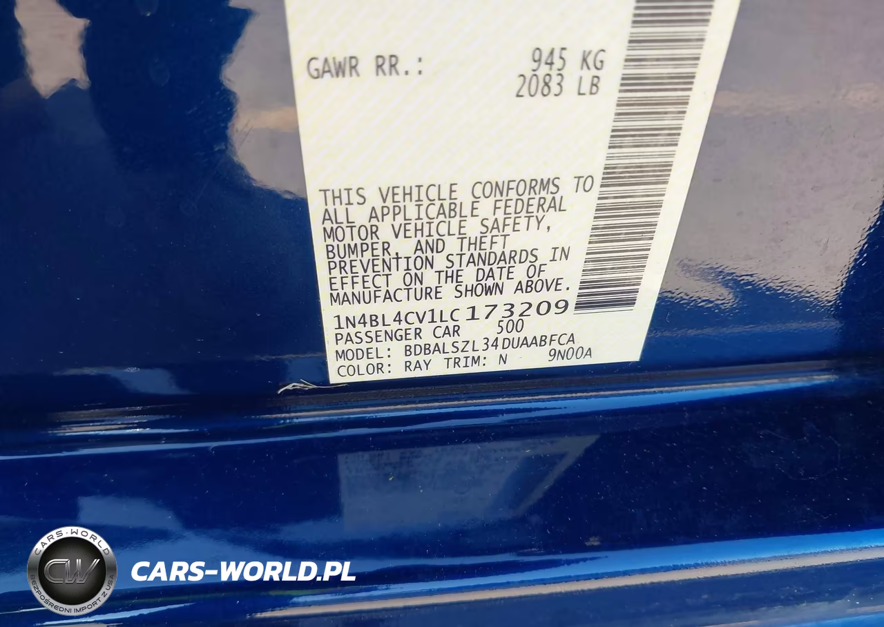 2020 Nissan Altima Sr Fwd VIN:1N4BL4CV1LC173209 - 9