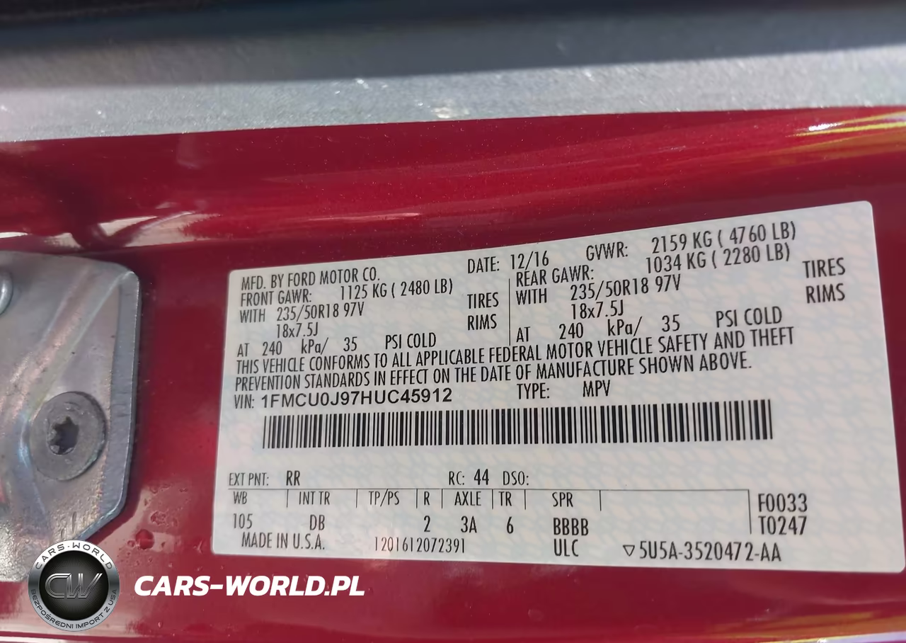 2017 Ford Escape Titanium VIN:1FMCU0J97HUC45912 - 9