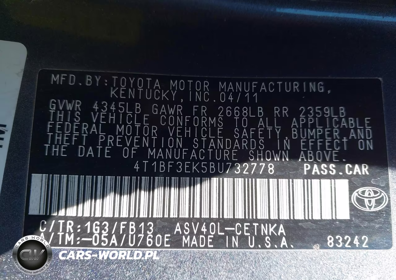 2011 Toyota Camry Le VIN:4T1BF3EK5BU732778 - 9