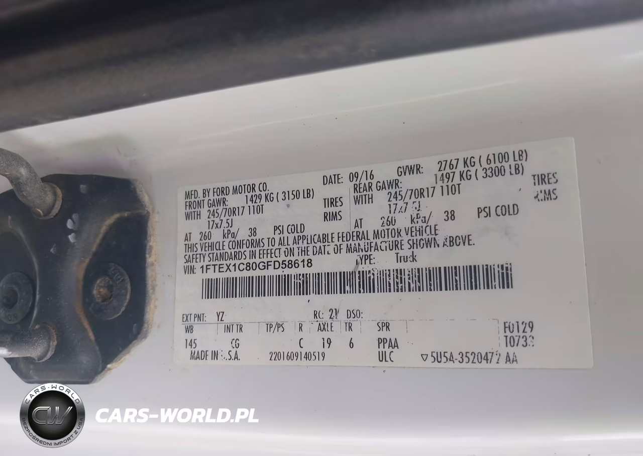 2016 Ford F-150 Xl VIN:1FTEX1C80GFD58618 - 9