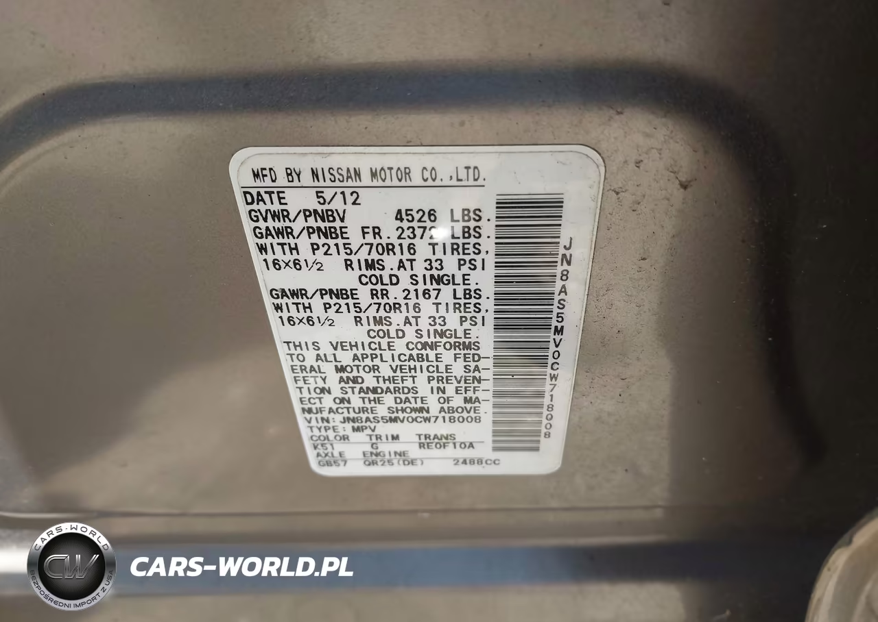 2012 Nissan Rogue S VIN:JN8AS5MV0CW718008 - 9