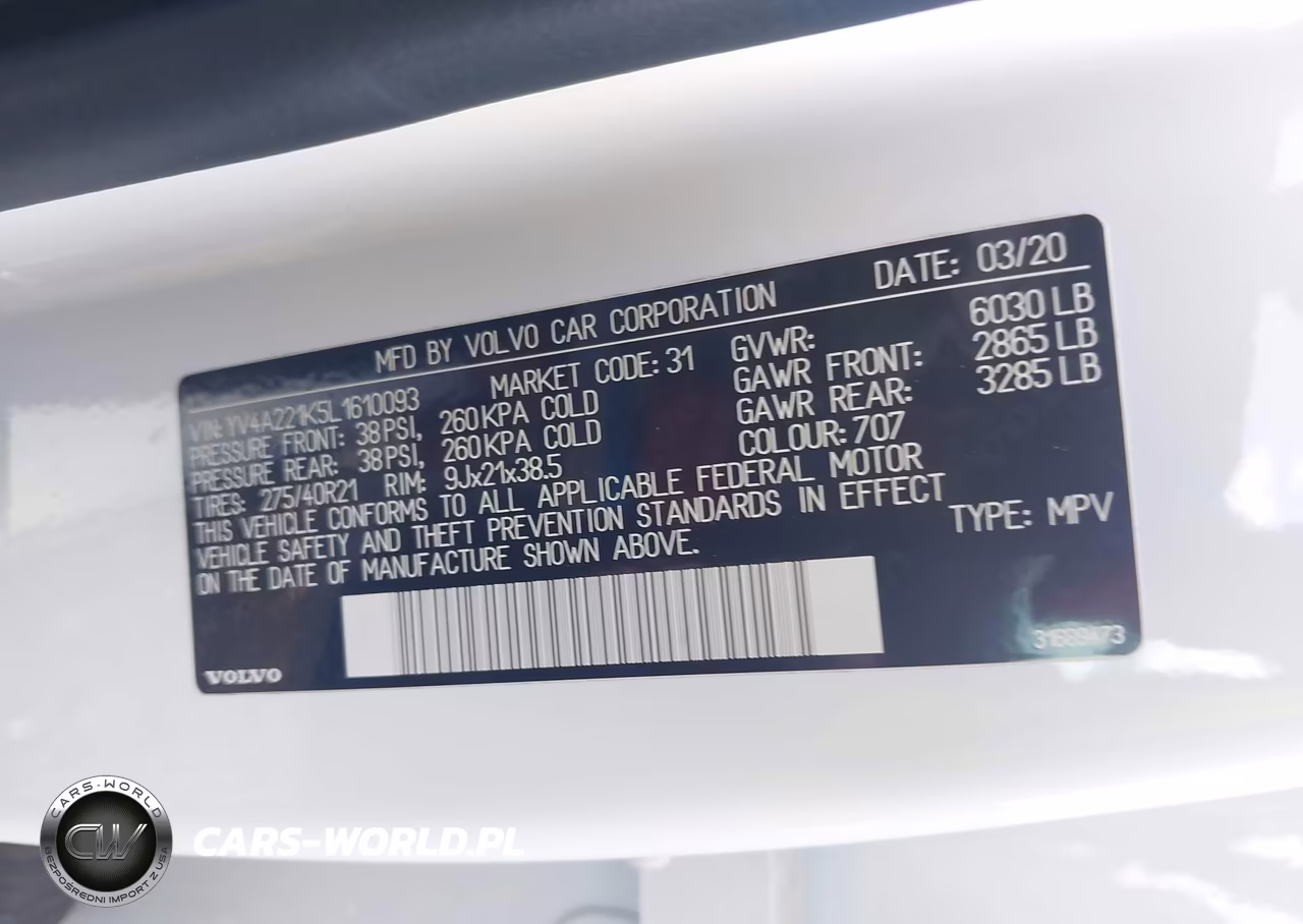 2020 Volvo Xc90 T6 Momentum 6 Passenger VIN:YV4A221K5L1610093 - 9