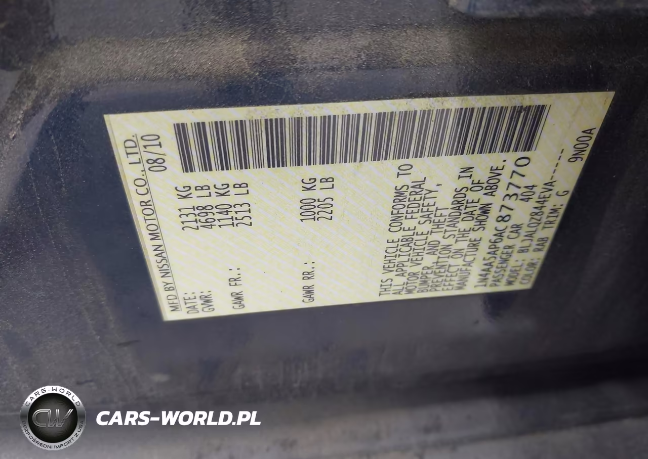 2010 Nissan Maxima 3.5 S VIN:1N4AA5AP6AC873770 - 9