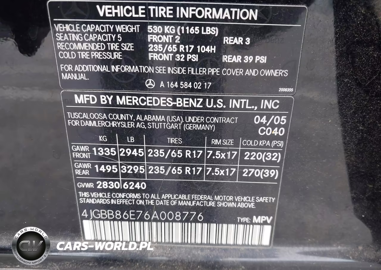 2006 Mercedes-Benz Ml 350 4Matic VIN:4JGBB86E76A008776 - 9