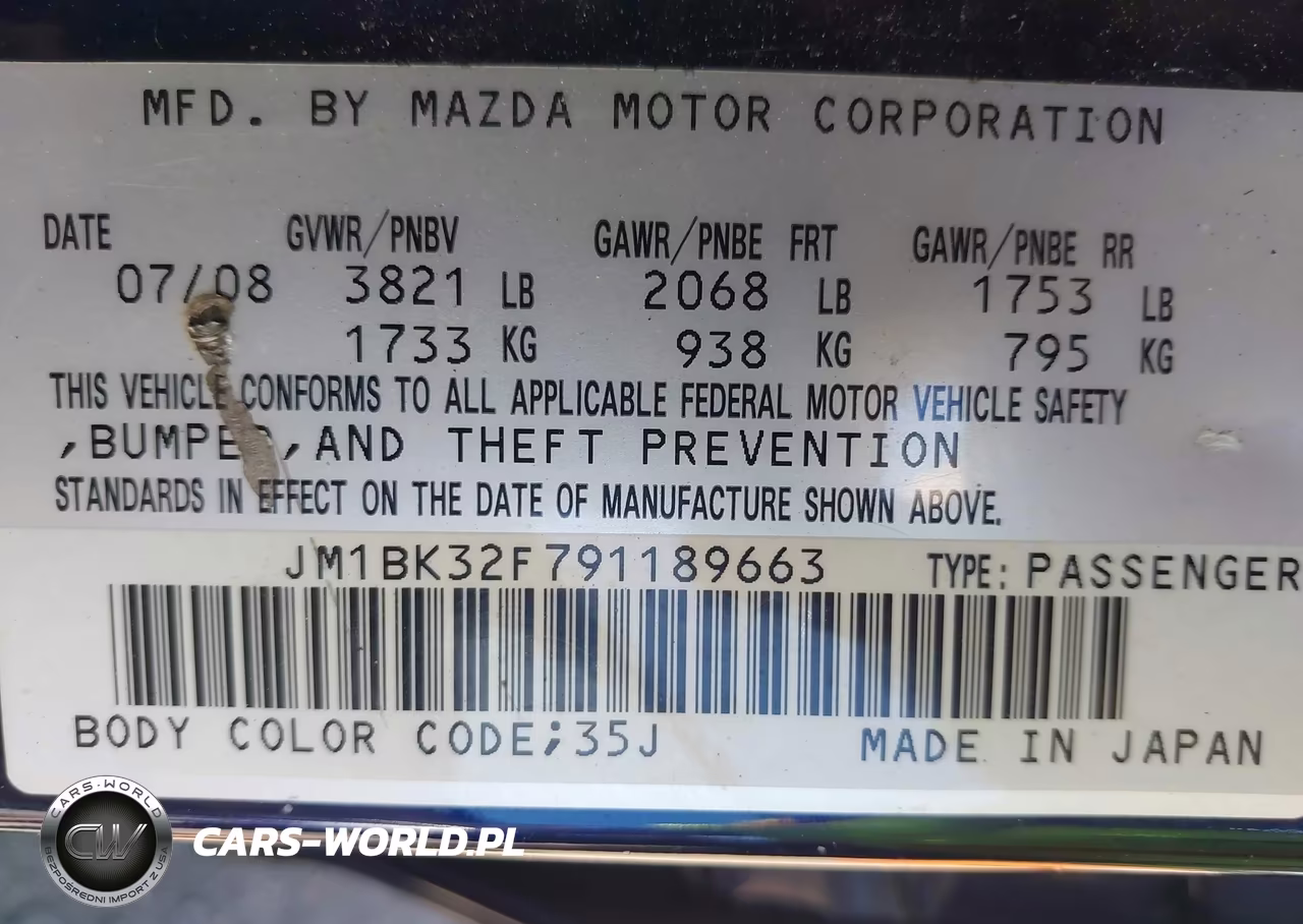 2009 Mazda Mazda3 I VIN:JM1BK32F791189663 - 9