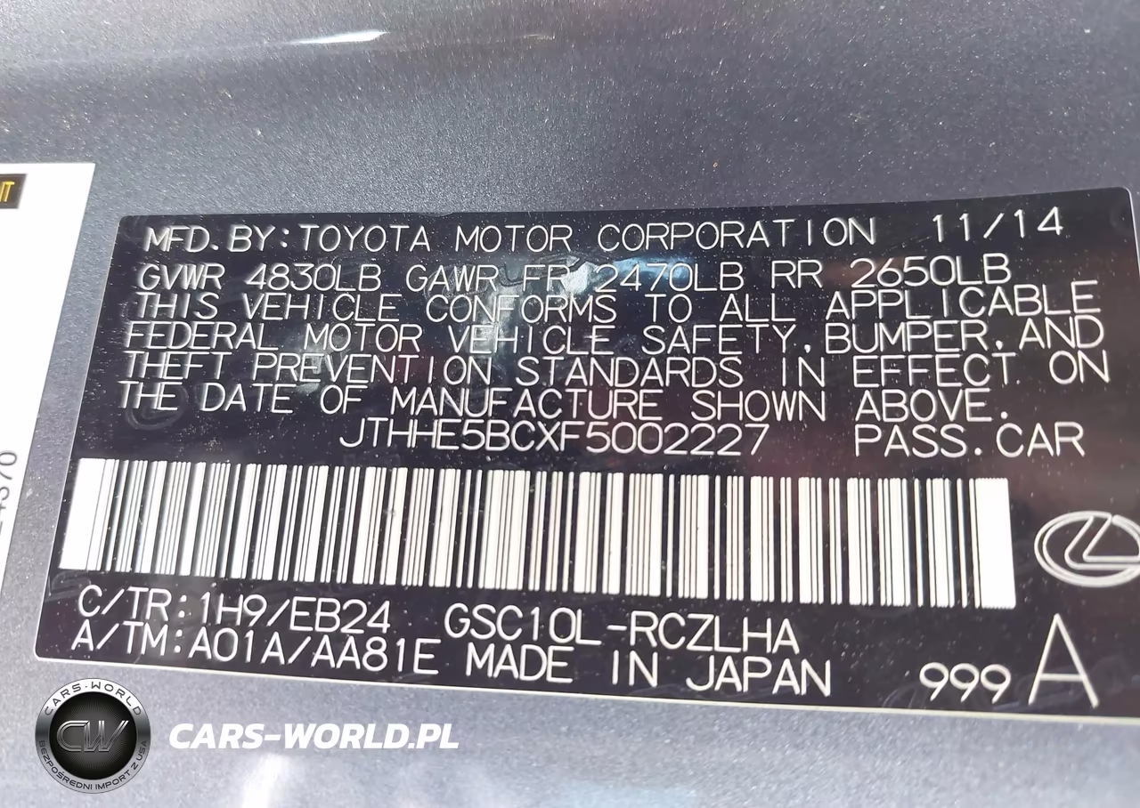 2015 Lexus Rc 350 VIN:JTHHE5BCXF5002227 - 9