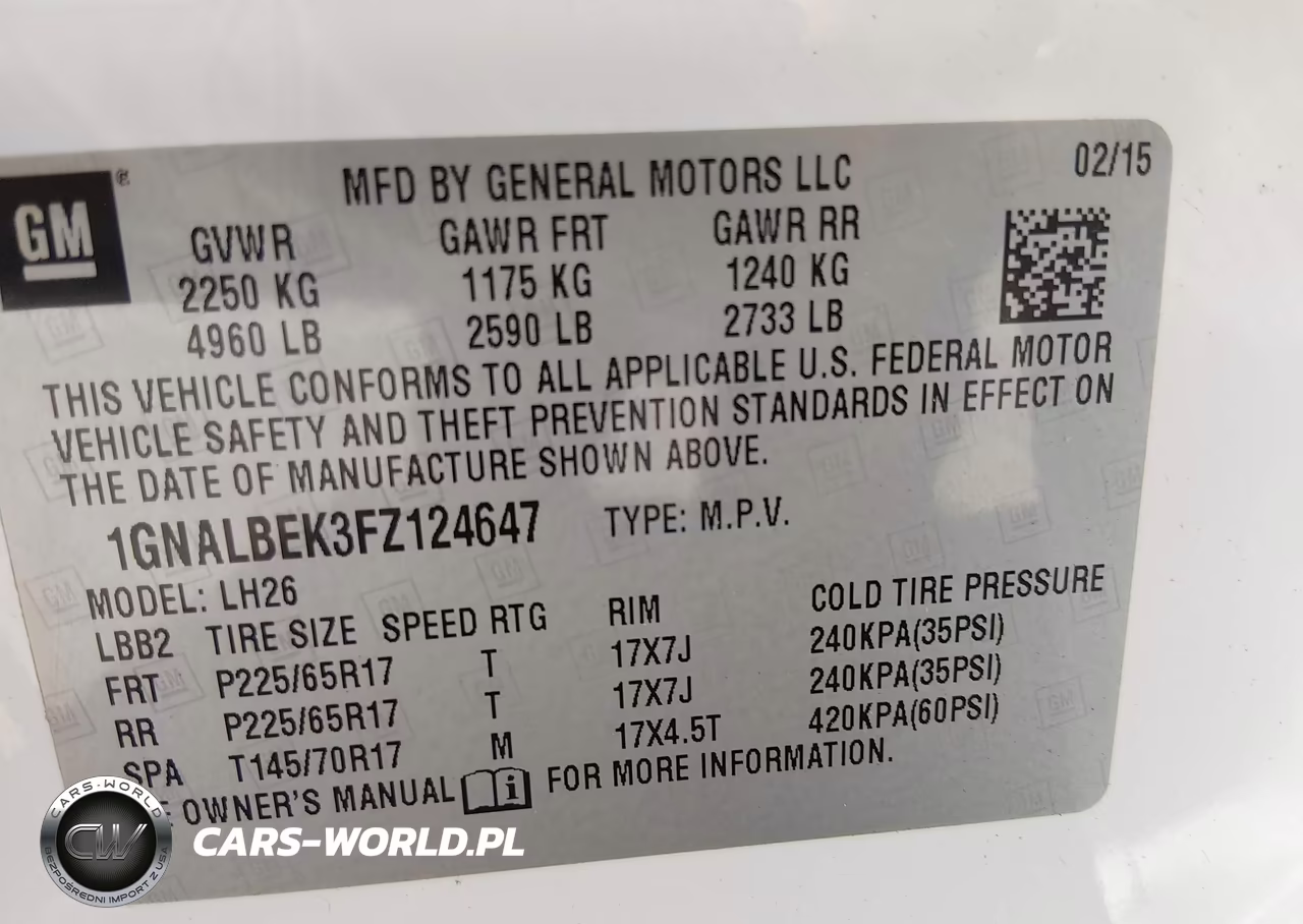 2015 Chevrolet Equinox 1Lt VIN:1GNALBEK3FZ124647 - 9