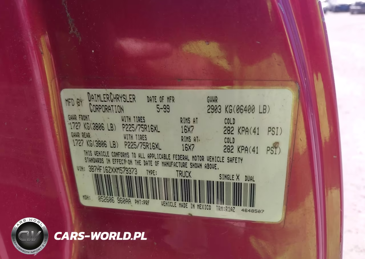 1999 Dodge Ram 1500 St VIN:3B7HF16ZXXM579373 - 9