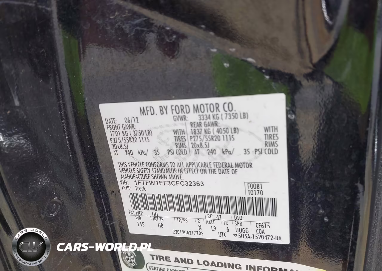 2012 Ford F-150 Lariat VIN:1FTFW1EF3CFC32363 - 9