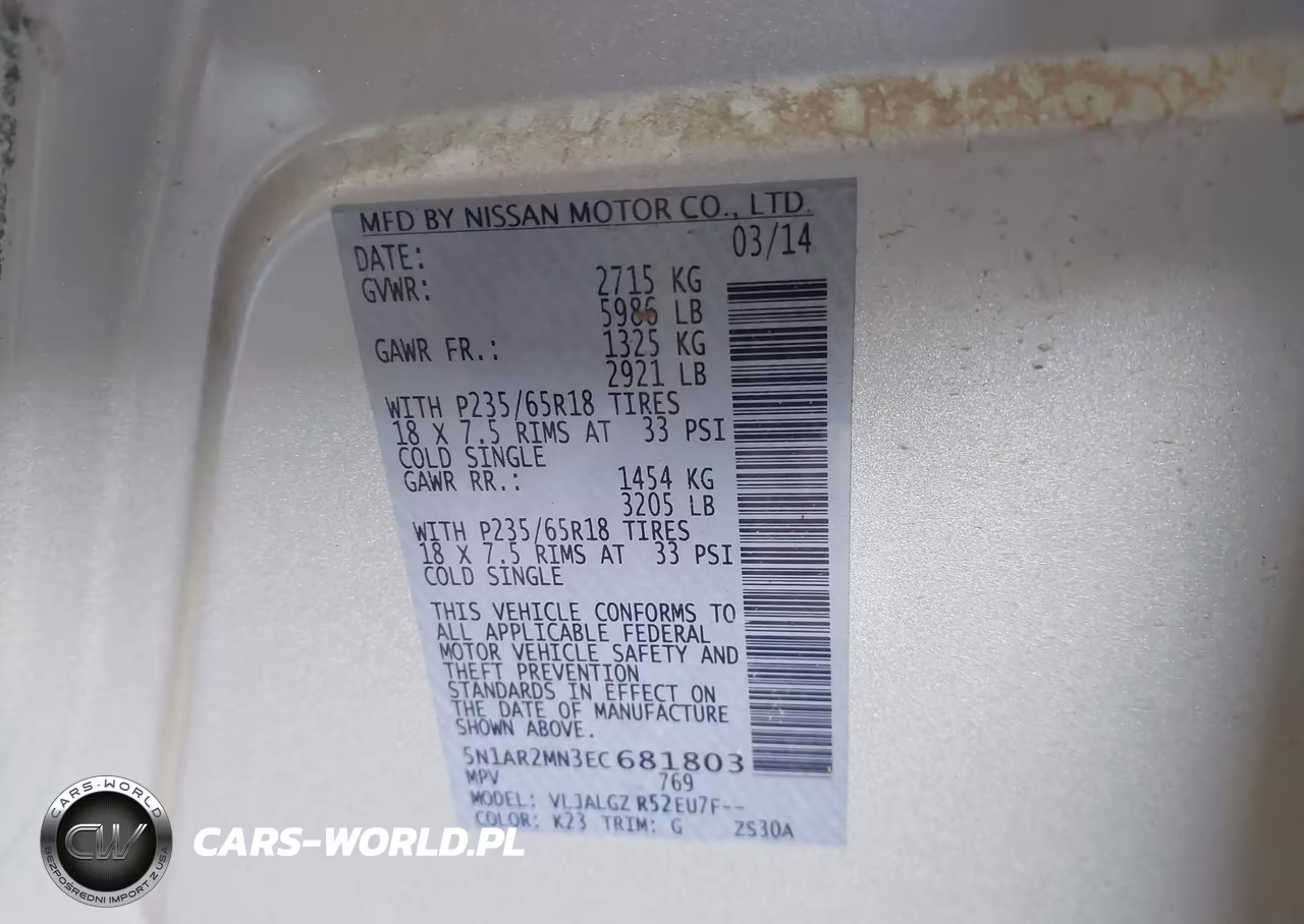 2014 Nissan Pathfinder Sl VIN:5N1AR2MN3EC681803 - 9