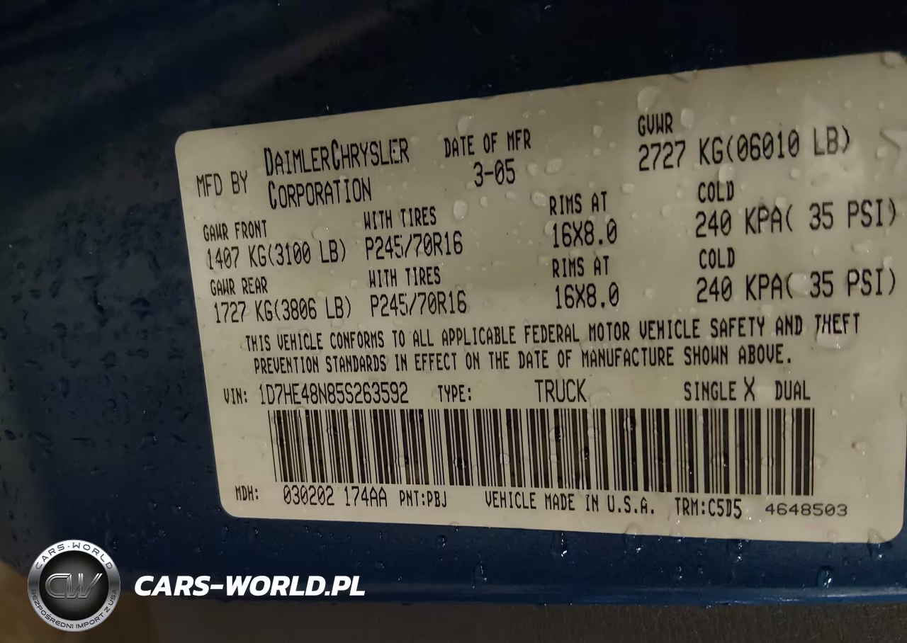 2005 Dodge Dakota Slt VIN:1D7HE48N85S263592 - 9