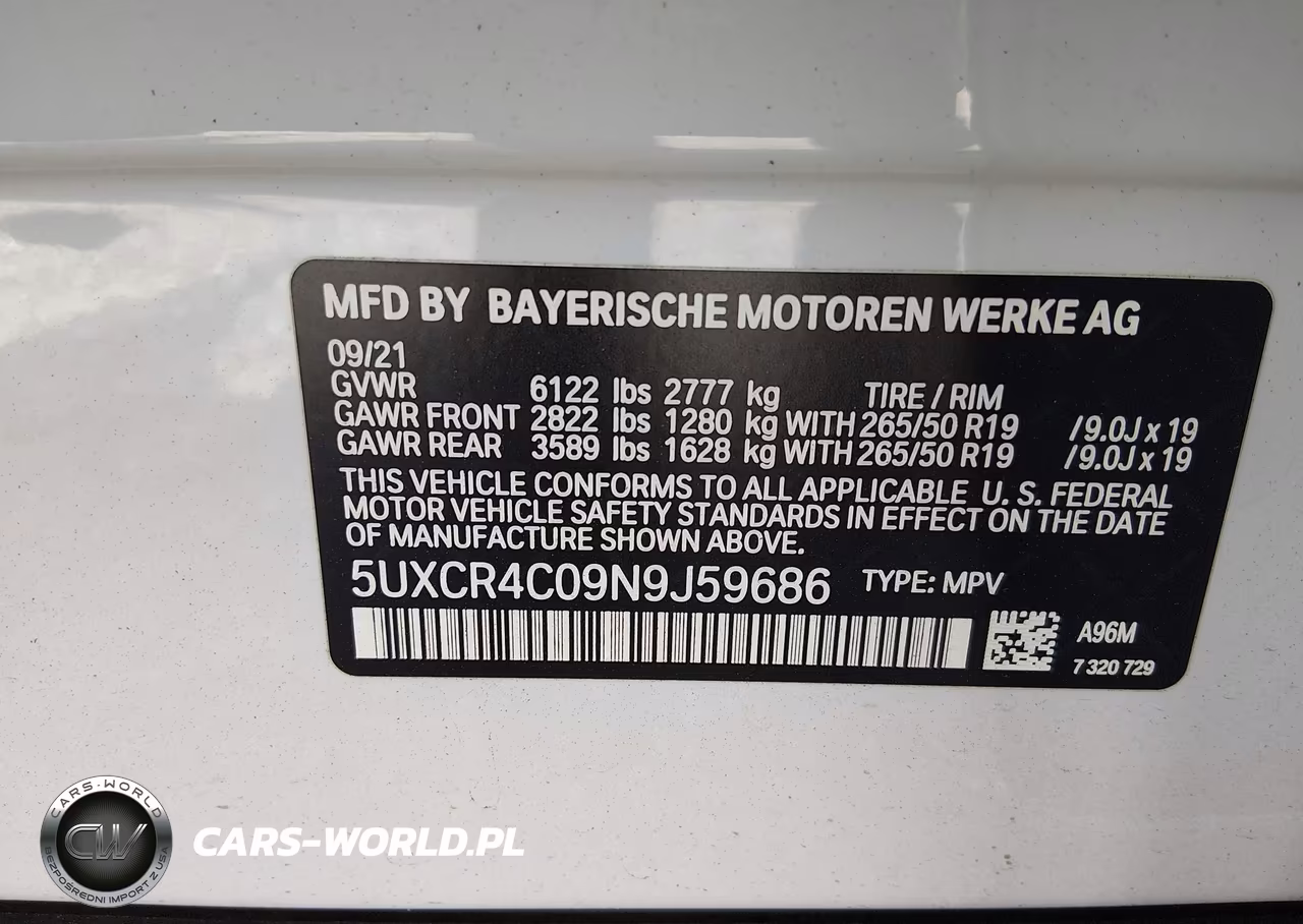 2022 BMW X5 Sdrive40I VIN:5UXCR4C09N9J59686 - 9