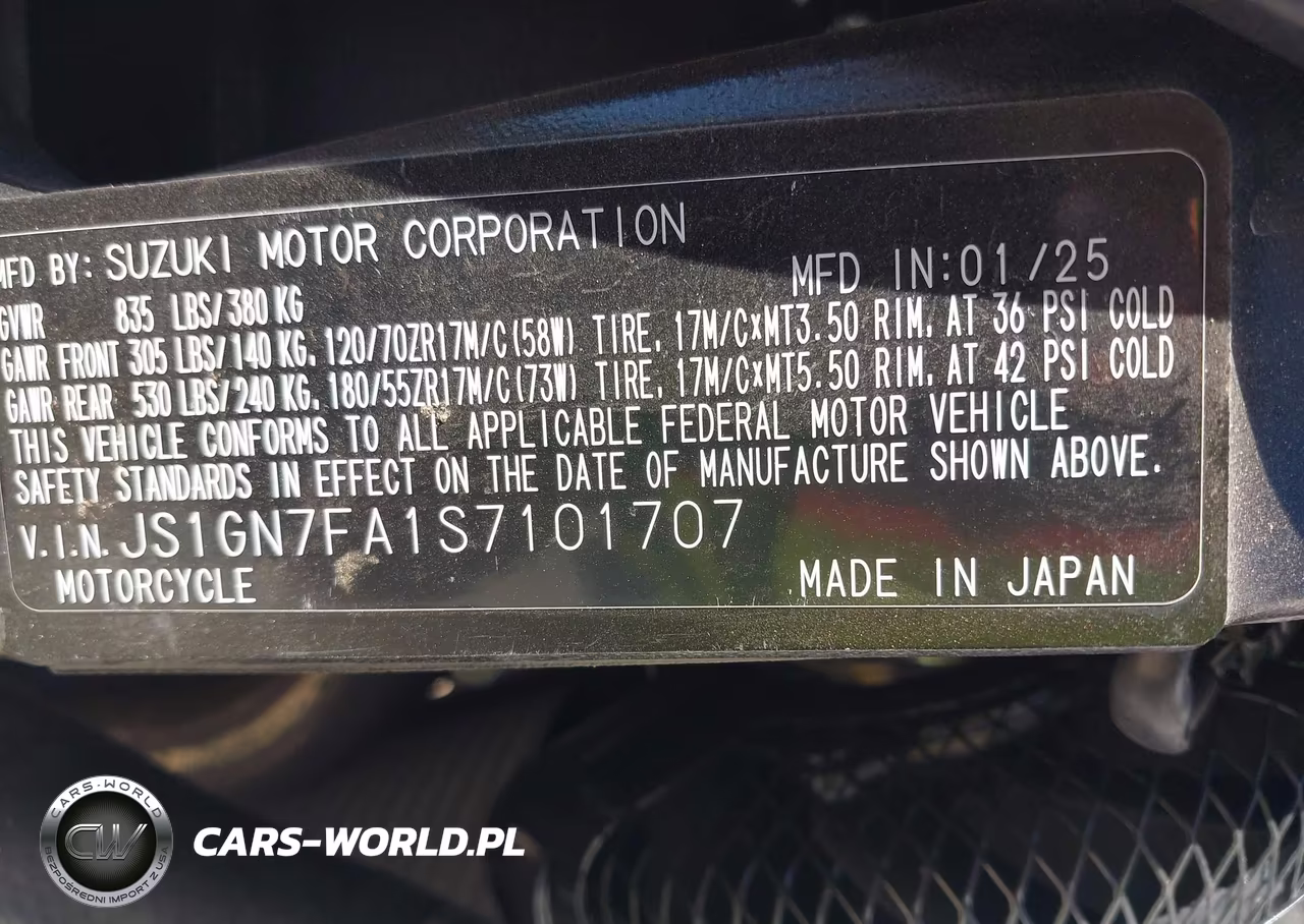 2025 Suzuki Gsx-R600 VIN:JS1GN7FA1S7101707 - 10
