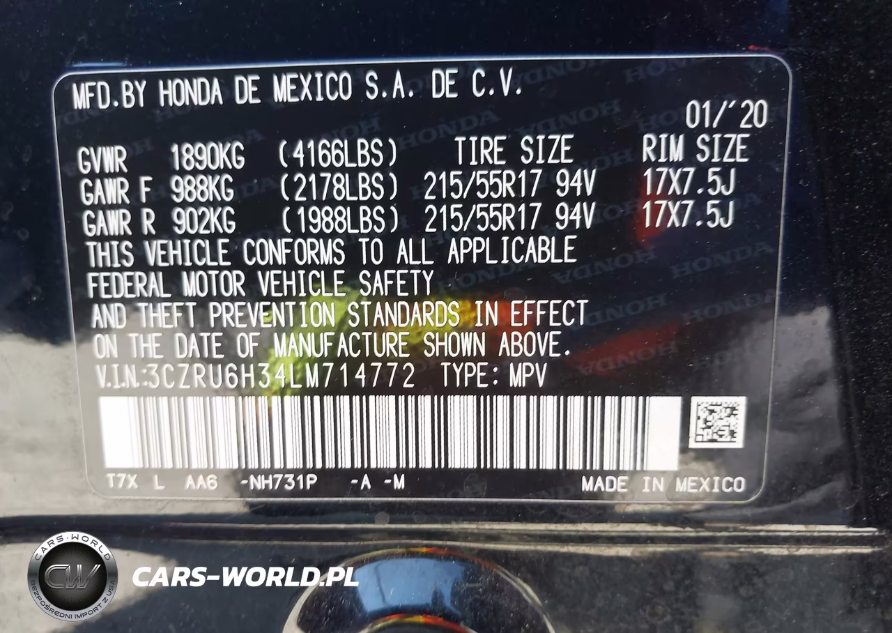 2020 Honda Hr-V Awd Lx VIN:3CZRU6H34LM714772 - 9