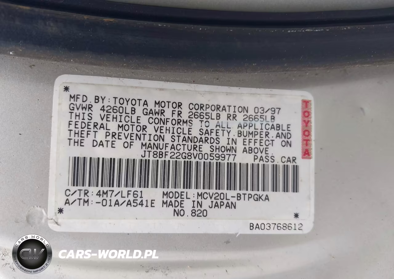 1997 Lexus Es 300 VIN:JT8BF22G8V0059977 - 9