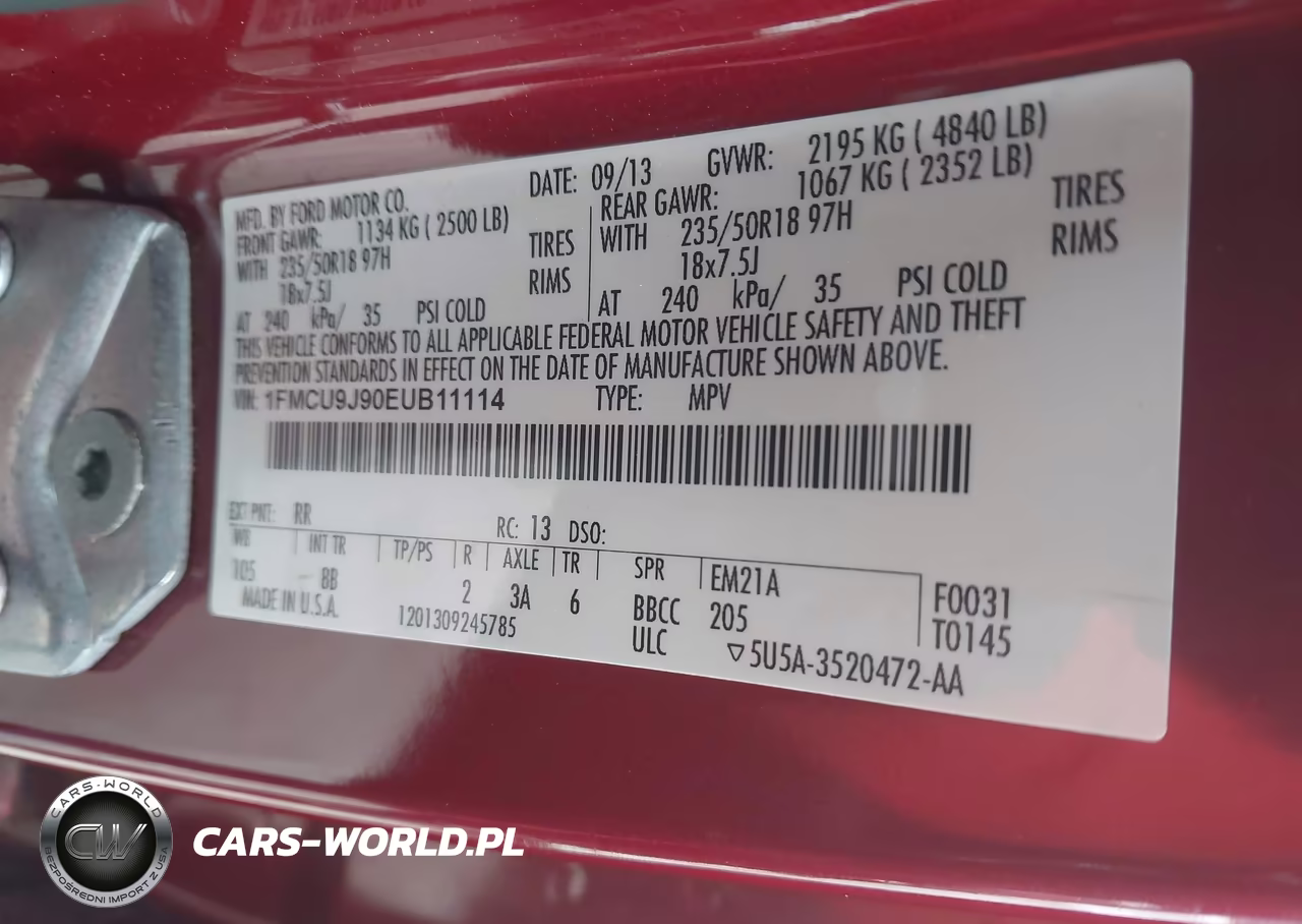 2014 Ford Escape Titanium VIN:1FMCU9J90EUB11114 - 9