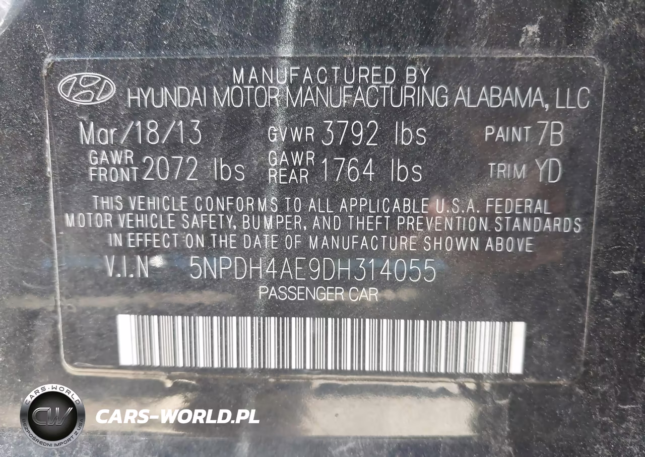 2013 Hyundai Elantra Gls VIN:5NPDH4AE9DH314055 - 9